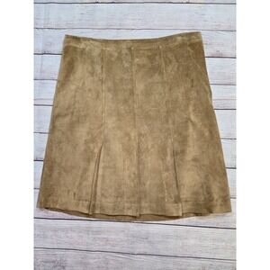 Women's Loft Suede Knee Length Skirt Size 12 Tan‎ Preppy Academia Professional